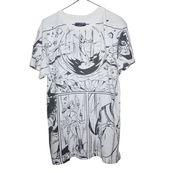 Creative Destruction Shirt White Cotton Gray Comic Book Print Size M - Picture 1 of 5